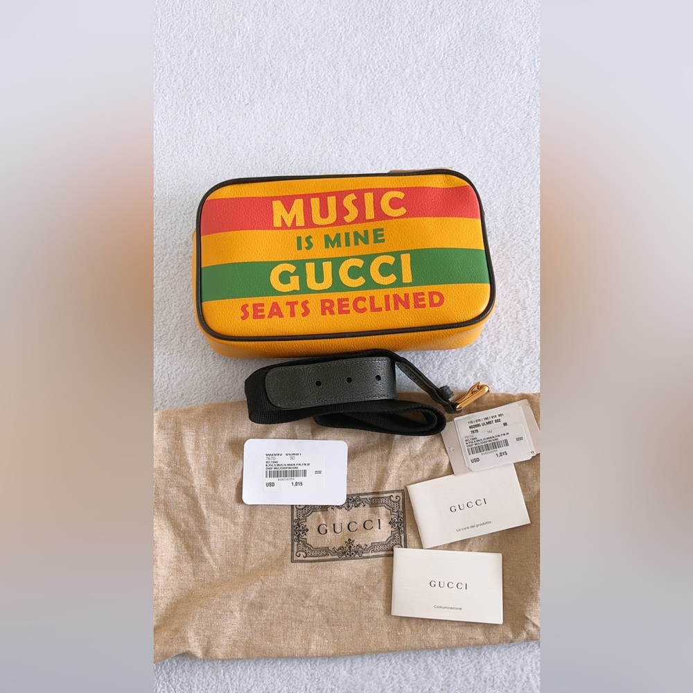 Authentic Gucci 100 Centennial music is mine yellow leather Waist bag belt bag - Picture 15 of 16